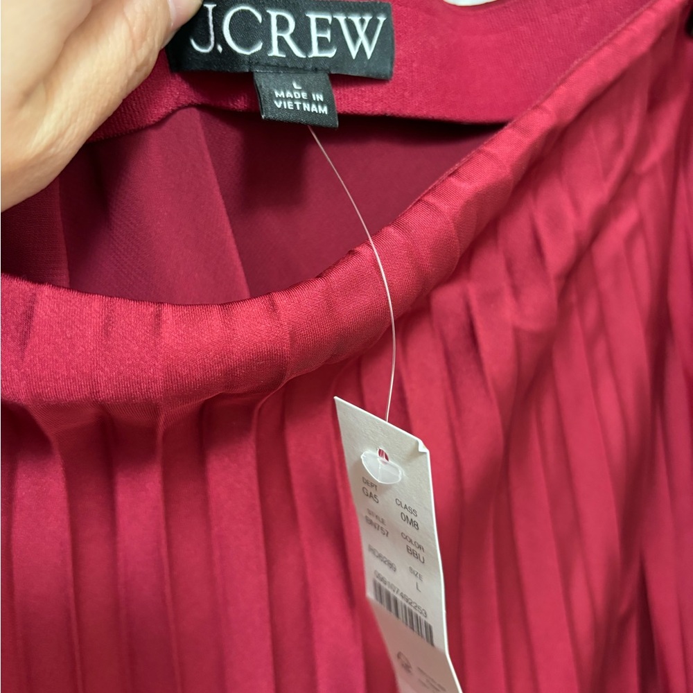 NWT J.Crew Gwyneth Pleated Slip Skirt in Burgundy - Picture 6 of 7